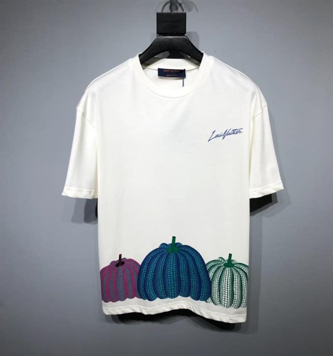 Louis Vuitton Tshirt Pumpkin Printed Yayoi Kusama 23SSYK Men's Size Xs White/Multicolor 1AB74W Cotton100%