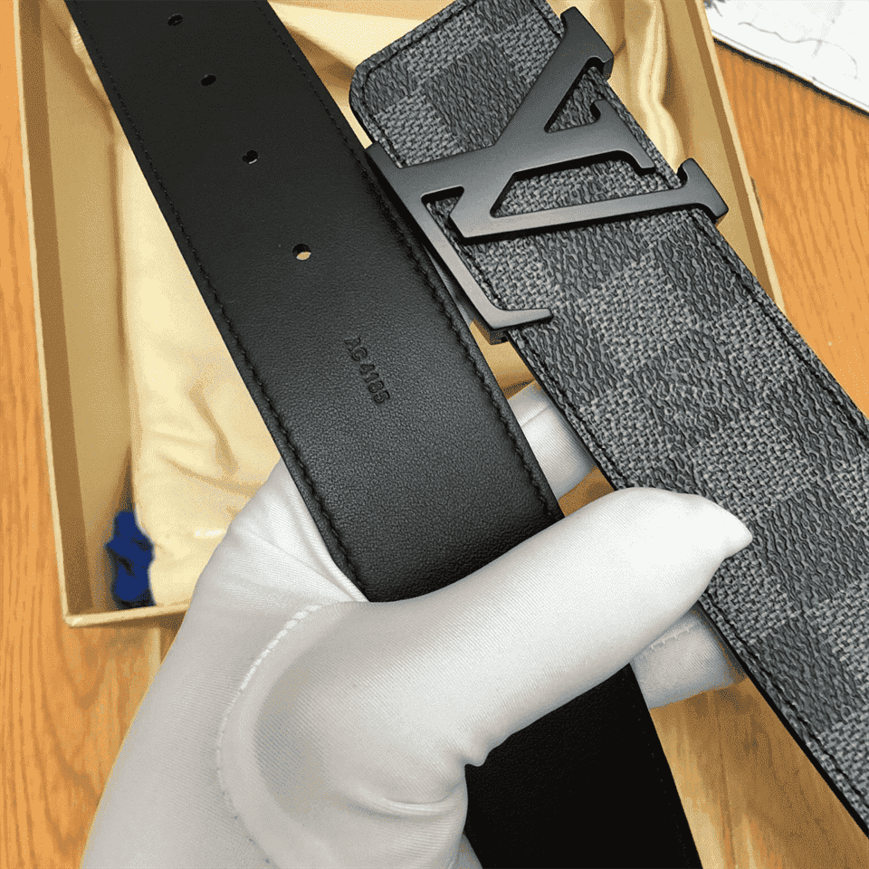 grey and black louis vuittons belt
