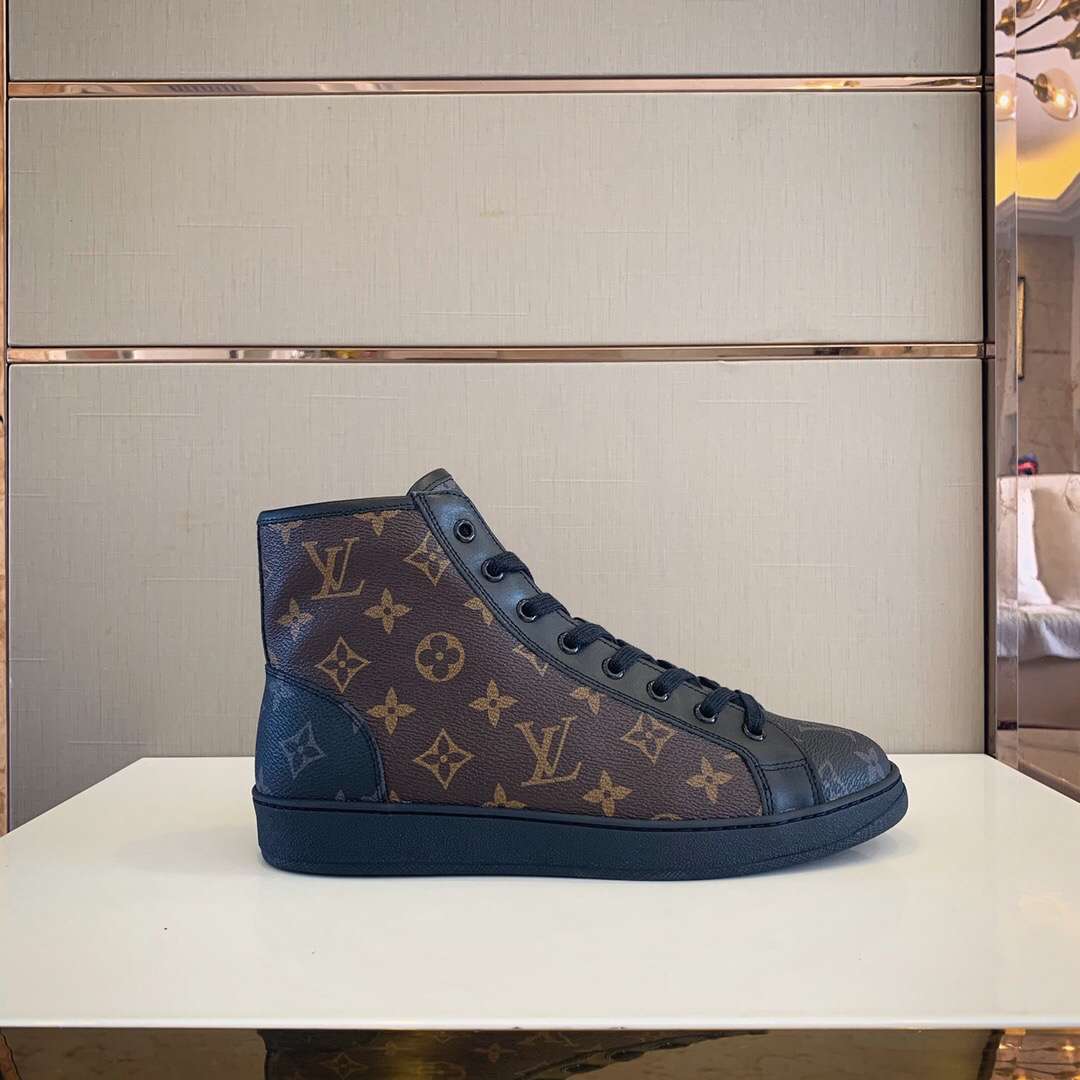 Louis Vuitton Black Monogram Canvas Match Up High Top Sneakers