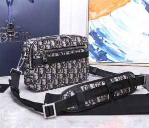 Dior Safari Messenger Bag Beige and Black Dior Oblique Jacquard - Men