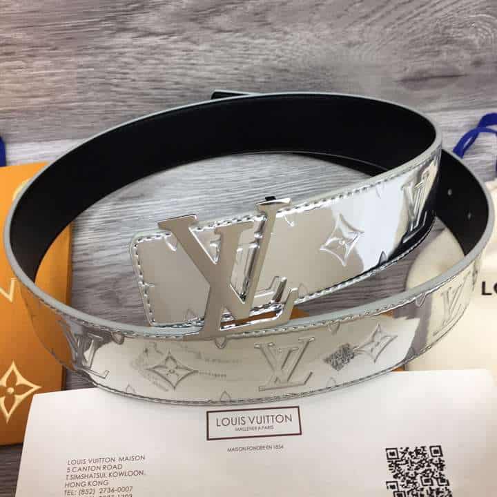 Louis Vuitton silver LV Initials Mirror Mirror Reversible Belt