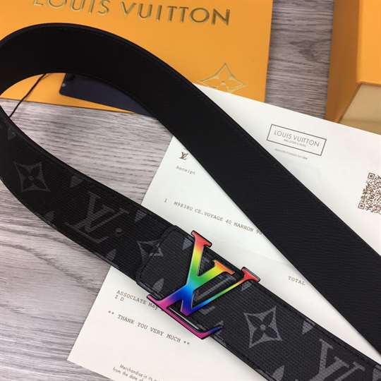 Louis Vuitton Lv Initiales Reversible Belt Monogram Eclipse Taiga 40mm  Rainbow in 2023