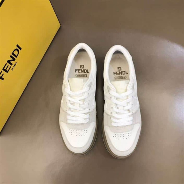 Fendi Match Low-Top Sneakers In White Suede - FD31