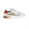DOLCE AND GABBANA LEATHER ROYAL LOVE PRINT SNEAKERS IN WHITE - DG103