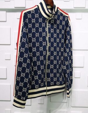 Gucci Navy Cotton Jacquard Gg Jacket - GJ001