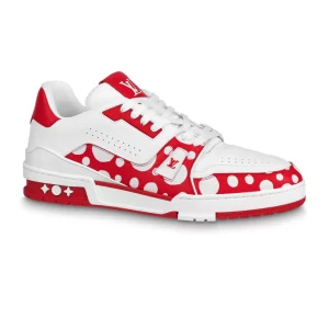 LOUIS VUITTON X YAYOI KUSAMA TRAINER CALF LEATHER SNEAKER IN RED AND WHITE – LSVT373